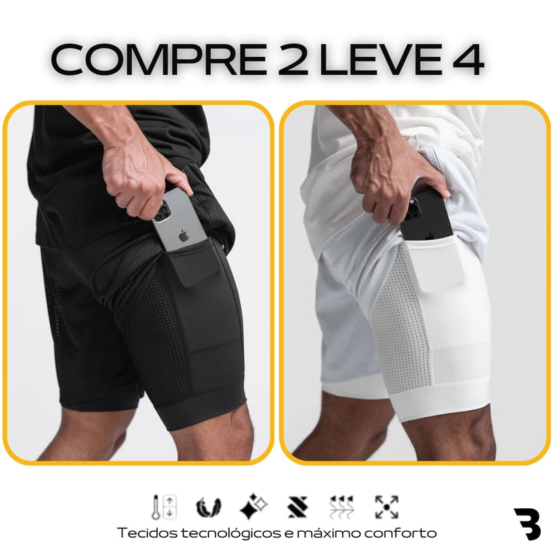 - Kit Shorts Dry-Fit™ de Compressão BZN - COMPRE 2 LEVE 4