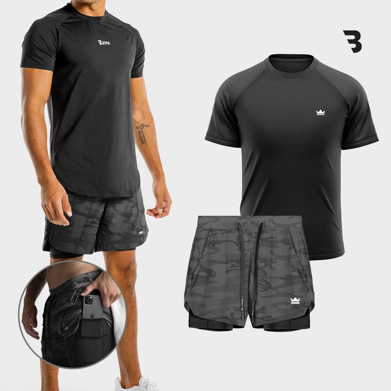 - KIT 1 Shorts de Compressão + 1 Camiseta Tech Dry-Fit™ BZN