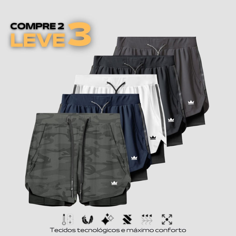 - Kit Shorts Dry-Fit™ de Compressão BZN - COMPRE 2 LEVE 3